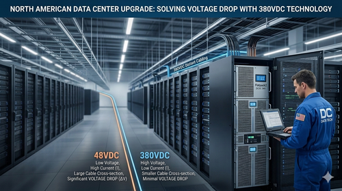 mais recente caso da empresa sobre North American Data Centers: Addressing Voltage Drop in Long-Distance Cabling via 380VDC Technology