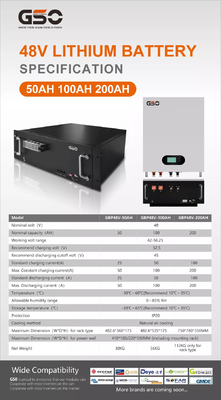 lítio recarregável da bateria Lifepo4 solar de 2.5Kwh 50ah 5000 vezes