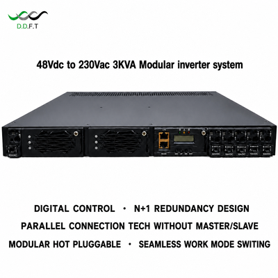 Sistema inversor modular 48VDC para 220Vac N+1 Redundância paralela 0ms Transferência perfeita 3KVA Rack Mount Telecom Power