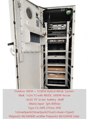 Armário exterior solar 36KW+12.8KW do sistema híbrido das telecomunicações com controlador de Smartpack 2