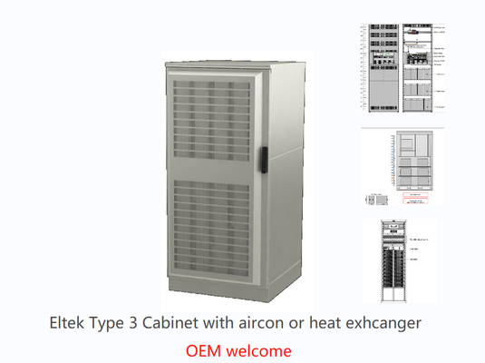 Eltek datilografa a 3 armários exteriores das telecomunicações 1.2m 1.5m 1.8m com Aircon
