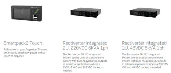 Eltek Rectiverter 2U 6kVA integrou o sistema uma C.A. de 6 kVA & uns 4,8 quilowatts da C.C. com o controlador de Smartpack R