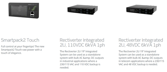 Eltek Rectiverter 2U 6kVA Eltek Flatpack Power System com Smartpack2 Controlador Touch CIOR0402.1XXX
