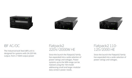 Sistema Eltek Flatpack2 IBB Sistema de alimentação industrial de corrente contínua com 16 kW de saída de corrente contínua Proteção IP21 e corrente máxima de 300 ADC